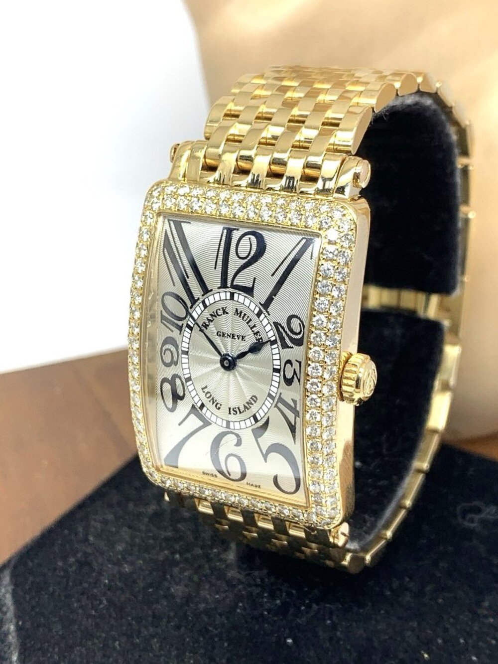Franck Muller Long Island Womens Watch 18k Yellow Gold Diamond Swiss Quartz Tank